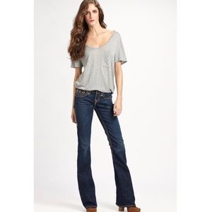 True Religion Joey Twisted Seam Flare Blue Jeans